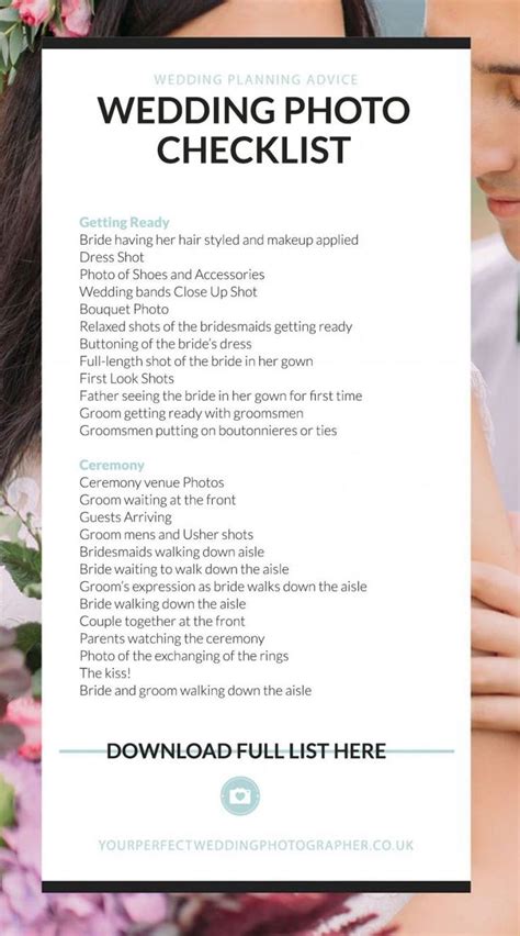 The ultimate wedding photography checklist – Artofit