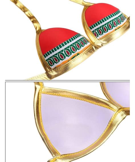 Women Vintage Style Halter Padded High Waisted Bathing Suit Bikini Set