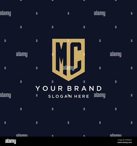 Mc Monogram Initials Logo Design With Shield Icon Template Stock Vector