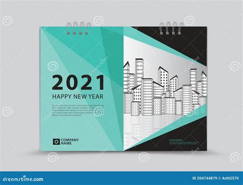 Cover Calendar 2021 Template Design Business Flyer Book Cover Green