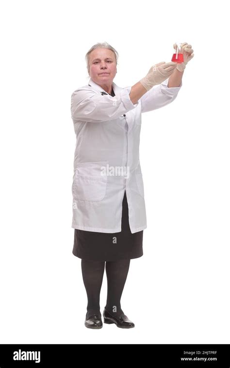 Front View Of Mature Scientist Or Doctor Are Testing Bloods To Prevent