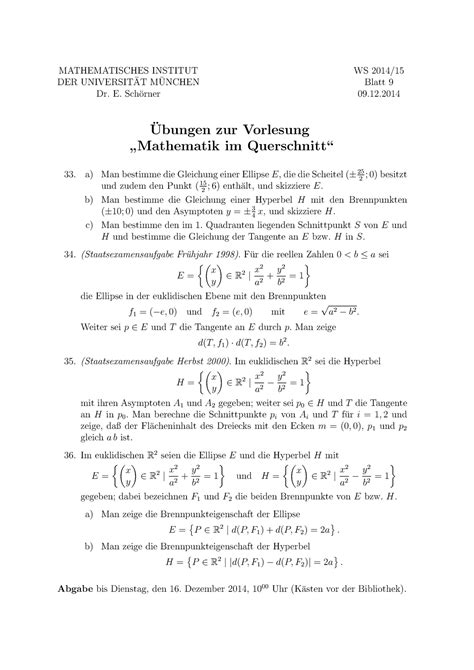 Querschnitt Wi Se Bung Mathematisches Institut Munchen Der