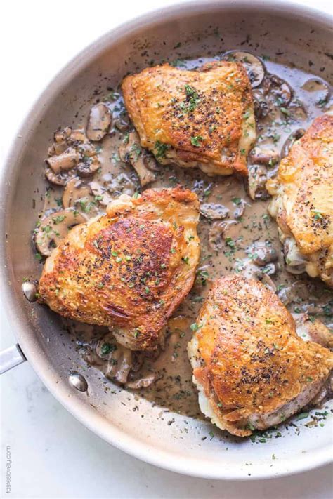 Whole30 + Keto Creamy Mushroom Chicken Thighs - Tastes Lovely