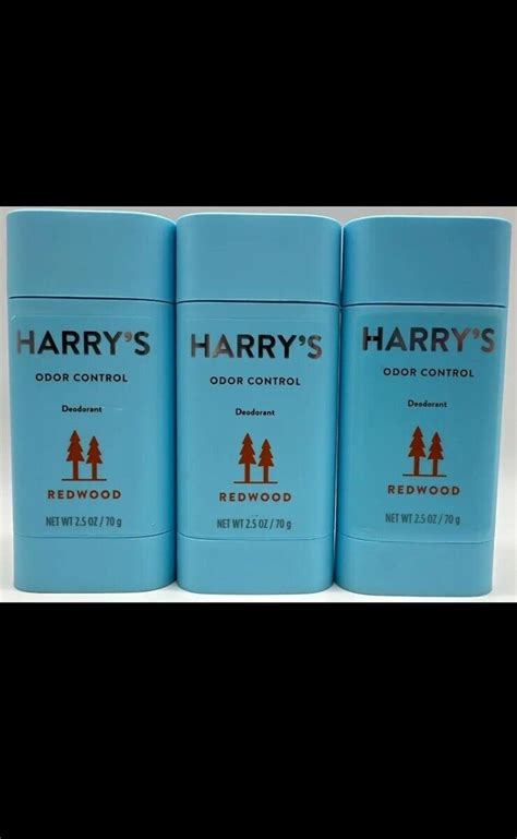 3PK Harry's Odor Control Unisex Deodorant ~ Redwood ~ 2.5 OZ EA ~ FAST ...