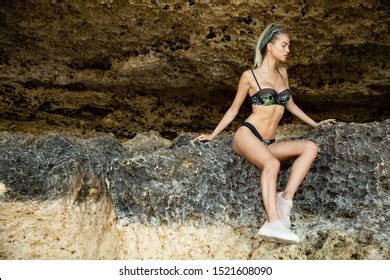 Sexy Blonde Black Swimsuit Stock Photo Shutterstock