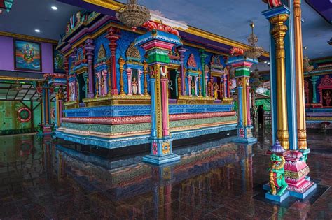 colorful hindu cult praying place   batu caves campus stock