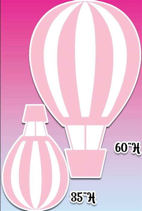 Pink Hot Air Balloon Baby Shower Birthday Decor Yard Signs Coroplast Cutouts Lawn Sign Yard
