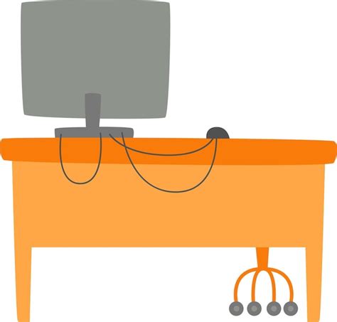 Premium Vector Working Table With Pc
