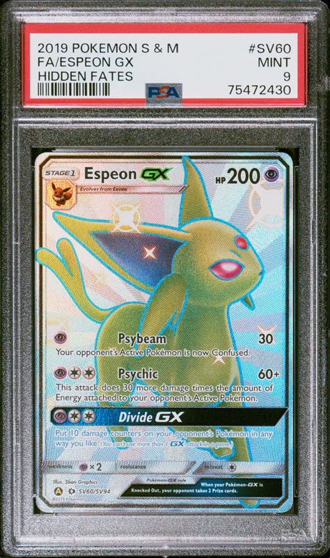 Pokemon Sun Moon Hidden Fates Sv Fa Espeon Gx Psa Gamestop