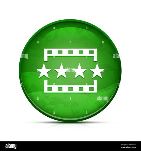 Movie reviews icon on classy splash green round button Stock Photo - Alamy