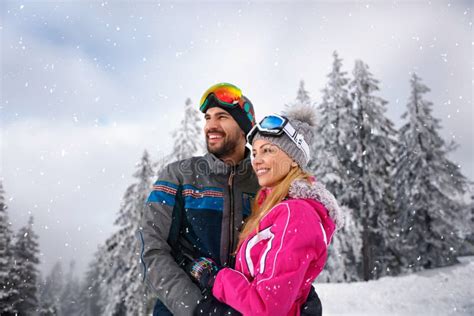 Couple In Love On Skiing Stock Photo Image Of Skis 103271958