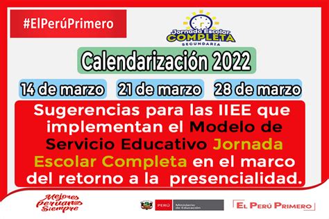 Minedu Recomendaciones Par El Trabajo En Las Ii Ee De Jornada