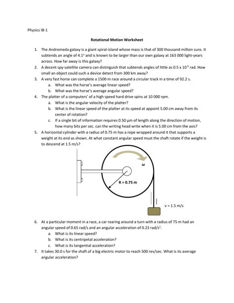 Rotational Kinematics Key Worksheet