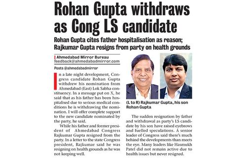 Rohan Gupta’s withdrawal shocks Gujarat Congress