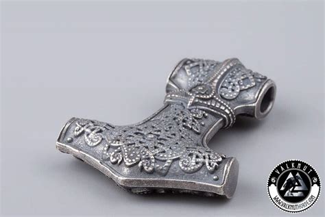 Huge Thor s Hammer Mjölnir Pendant Silver Plated Italian Bronze