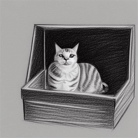 Pencil Sketch Of Cat In Box Creative Fabrica