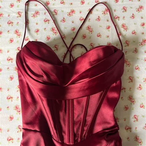 Dark Red Corset Prom Dress Dark Red Promevent Depop