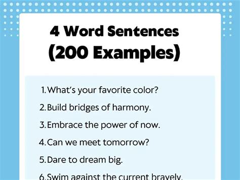 4 Word Sentences 200 Examples Englishgrammarsoft