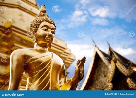 Goldene Buddha Statue Tempel Im Thailand Buddha Stockfoto Bild Von