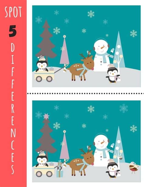 Christmas Spot The Difference Free Printable Kids Activity Zone