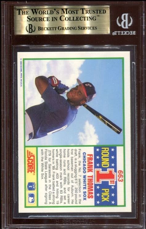 1990 Score Frank Thomas 663 Rookie RC BGS 10 Pristine EBay