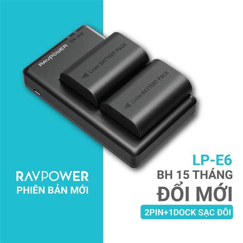 Bộ pin sạc máy ảnh Ravpower cho Canon LP E6 LP E6N chính hãng Ravpower