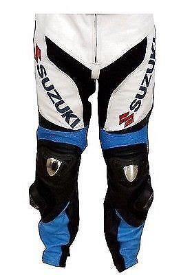 SUZUKI MOTOGP BIKER MOTORCYCLE LEATHER ARMOURED TROUSER MOTORBIKE