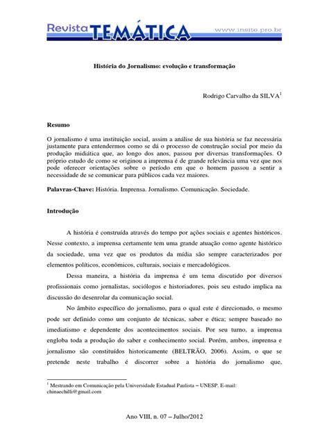 PDF História do Jornalismo evolução e transformação DOKUMEN TIPS