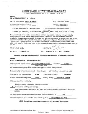 Fillable Online Fortress Wa Certificate Of Water Availability Access