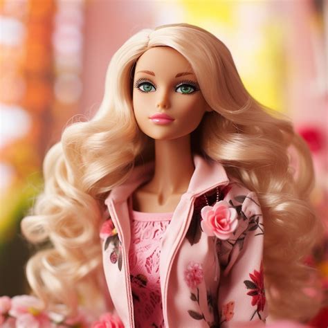 Poup E Barbie Jolie Fille Blonde Tenue Fond D Cran Rose Photo Premium