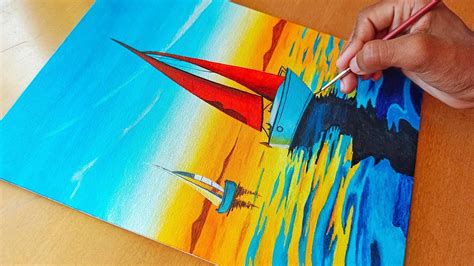 Boat Painting Ship Painting How To Paint Sailboat YouTube