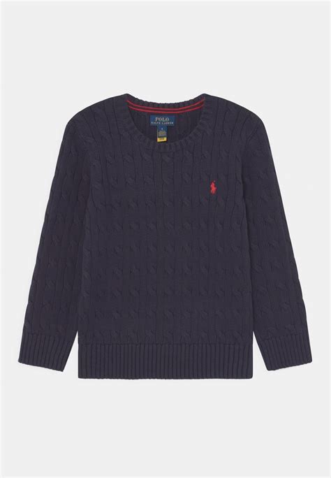 Polo Ralph Lauren Cable Knit Cotton Sweater Trui Navy Donkerblauw