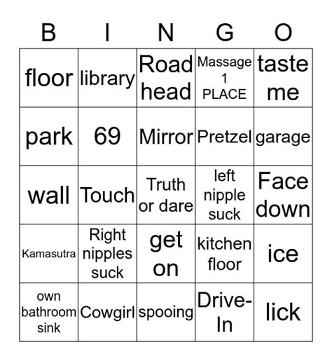 Adventure Sex Bingo Card
