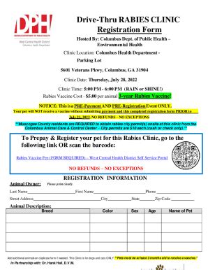 Fillable Online Drive Thru Rabies Clinic Registration Form Fax Email