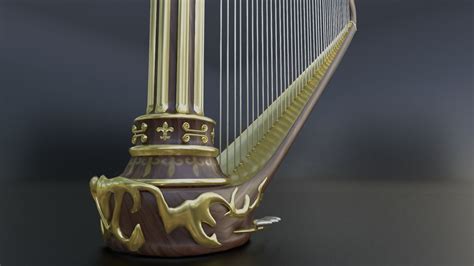 Gold Grand Harp 3d Model Cgtrader