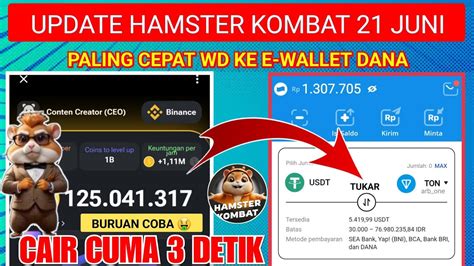 Update Cara Cepat Menarik Token Hamster Kombat Ke E Wallet Dana Versi