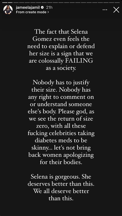 Jameela Jamil Defends Selena Gomez Amid Weight Gain Backlash