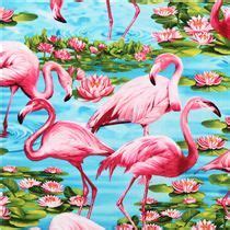 Tissu Timeless Treasures Turquoise Avec Des Flamants Roses Flamingo