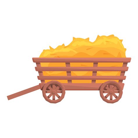 Hay Bale Cart Icon Cartoon Vector Farm Stack Vector Art At