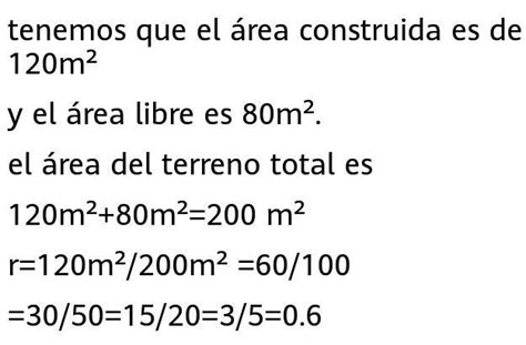 En un terreno el área construida es de 120 m2 y el área no construida