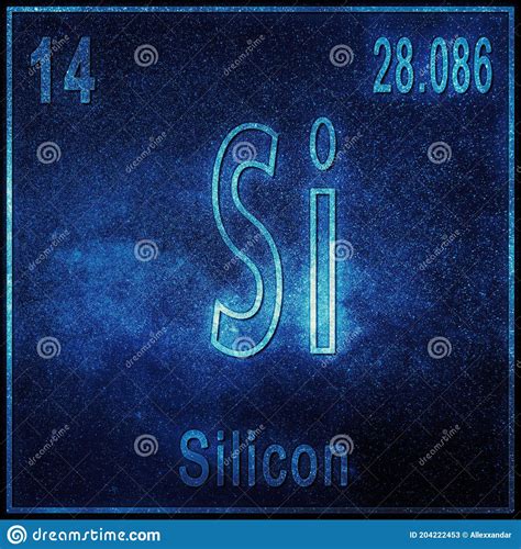 Anzeichen Von Chemischen Elements Des Silicium Mit Ordnungszahl Und