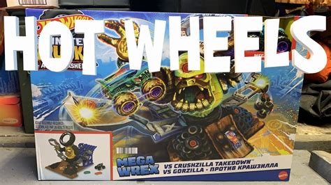 Hot Wheels Monster Trucks Arena Smashers Mega Wrex Vs Crushzilla Takedown Playset YouTube