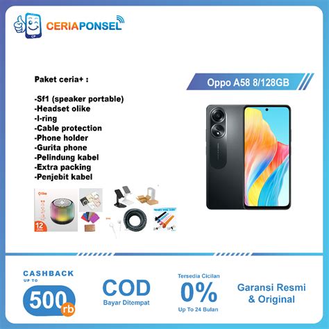 Jual Oppo A58 NFC 8 128 GB Android 13 ColorOS 13 1 Mediatek Helio G85