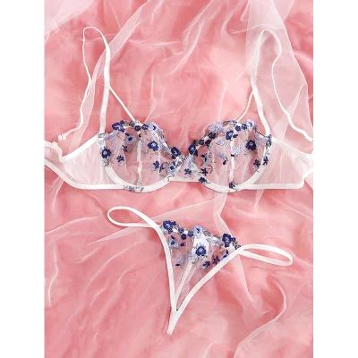 Sexy Three Point Love Lingerie Set Women Hollow Out Bra And Thong Set 2 Piece Erotic Costumes