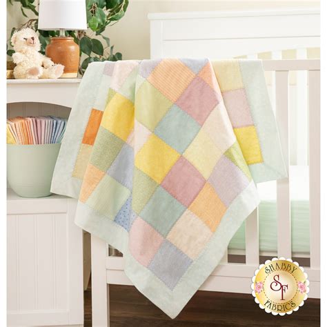 Self Binding Patchwork Receiving Blanket Kit Little Lambies Shabby