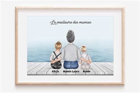 Affiche Portrait de famille personnalisé Grand parents et Etsy France