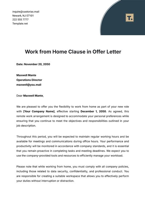 FREE Work From Home Letter Templates & Examples - Edit Online