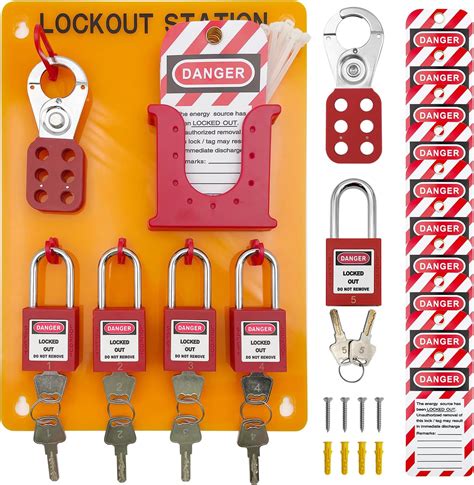 Safby Lockout Tagout Station Metal Kit With Lock Out Tag