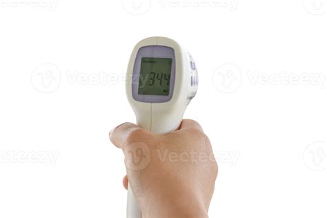 Hand Holding Digital Infrared Thermometer Isolated 10870082 Png