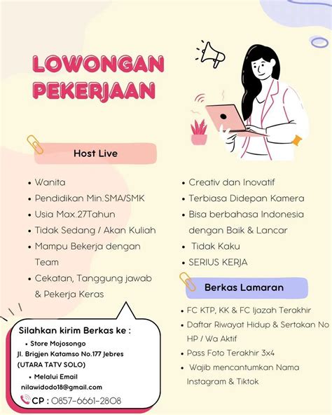 Lowongan Kerja Juni 2023 Host Live Enbe Store Di Solo Info Loker Solo